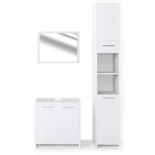 Vicco Kiko 3 Teile Hochschrank 58 x 60 x 33 cm Weiß Holz/Kunststoff/Metall