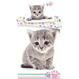 Jerry Fabrics Baby Katze Baumwolle Bunt Grau 140 x 200 cm + 70 x 90 cm