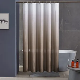 Furlinic Duschvorhang Überlänge Badvorhang Anti-schimmel für Dusche und Badewanne in Bad Textile Vorhänge aus Stoff Antibakteriell Wasserdicht Weiß nach Taupe Extra Breit 240x200cm mit 16 Haken.
