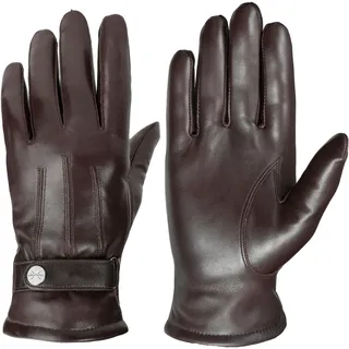 Lederhandschuhe PEARLWOOD "BROOKS", Herren, Gr. 10, chocolate, Lammleder, unifarben, Handschuhe Lederhandschuhe, weiches Innenfutter, Wollanteil, verstellbarer Lederriegel