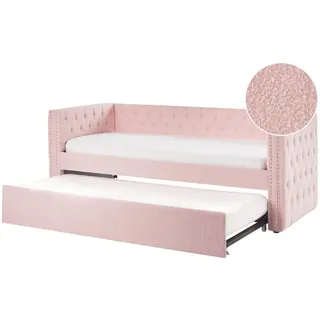 Beliani Tagesbett Rosa 90-200 cm Gassin , Textil, Holz , 90x200 cm , Babymöbel & Kindermöbel, Kinderzimmer & Jugendzimmer, Kinderbetten, Kinderbetten & Jugendbetten