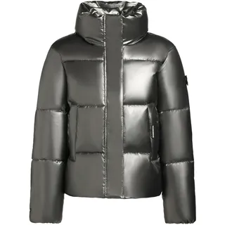 Steppjacke KHUJO "Steppjacke Rinja Shiny-YM", Damen, Gr. XXL, grau (medium grau), Obermaterial: 50% Polyester PES. 50% Polyurethan PU.  Obermaterial: Futter: 100% Nylon NY. 100% Polyester PES., Jacken Steppjacke