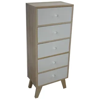 King Home c1708005 Kommode 5 Schubladen aus Paulownia Holz mit Füßen in KD, 40 x 25 x 99,5h