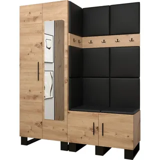Garderobe ARTIN Set 14 mit gepolsterten Paneelen Industrial Design - Schwarz