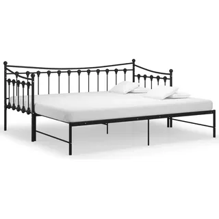 vidaXL Ausziehsofa Bettgestell Schwarz Metall 90x200 cm - Schwarz