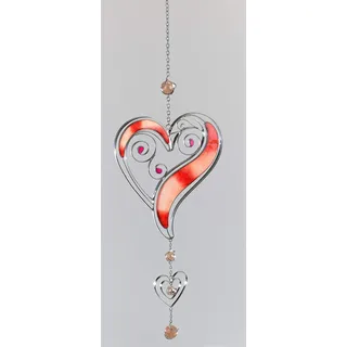 Formano Dekohänger Herz 45cm Tiffany Art, Metall und Acryl, Rot, Valentinstag
