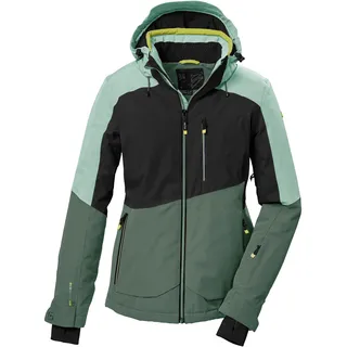 KILLTEC Damen Skijacke/Funktionsjacke mit abzippbarer Kapuze, Schneefang und Unterarmventilation KSW 37 WMN SKI JCKT, hell stahlmint, 44, 41971-000