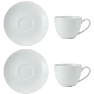MIKASA Chalk 2pc Porzellan Cappuccino Tasse und Untertasse Set, Kaffeetassen für jeden Tag, 310ml