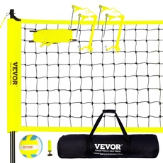 VEVOR Volleyballnetz Höhenverstellbar Volleyballnetz Set, Tragbarer Beachvolleyball-Netz, Outdoor Volleyballnetz Faltbare Volleyballnetz mit Volleyball & Tragetasche, für Garten Strand Rasen usw.