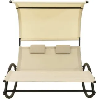 vidaXL Doppel-Sonnenliege mit Sonnendach Textilene Creme - Creme