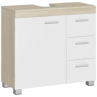 VASAGLE Waschbeckenunterschrank 3 Schubladen 70 x 64 cm Weiß/Beige
