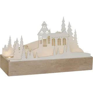 LED-Weihnachtsdeko Lycksta Holz weiß beleuchtet - Weiß