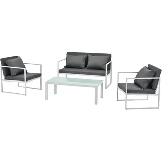 Sitzgruppe Gartenmöbel-Set Gartenstühle Garten Sofa Lounge Weiß / Grau - Weiß