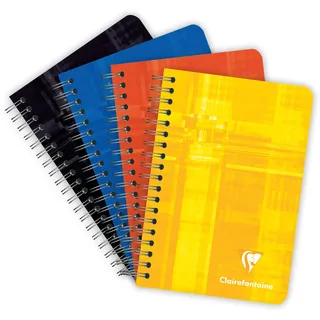 Clairefontaine 8500C - Spiralheft / Notizbuch mit Doppelspirale 9x14cm, 90 Blatt 90g, blanko, Einband aus beschichtetem, glänzendem und wasserfestem Karton, farbig sortiert, 1 Stück