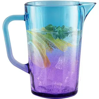 Unyqoos® Glaskaraffe 1 L – bunte Karaffe mit Henkel, blau‐violettes Design, für Wasser & Saft, hochwertiges Natronkalkglas (bleifrei) - Blau, Lila