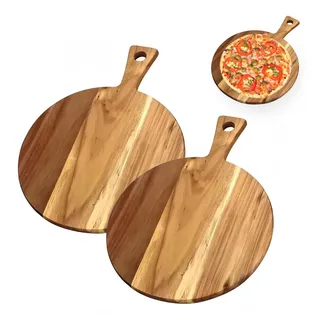 Traurige 2 Stück Pizzabrett Rund 40x30 cm,Pizzateller Holz,Pizzabrett-Personalisiert Mit Griff,Pizza Schneidebrett Für Pizza Käse Und Brot
