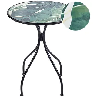 Beliani Gartentisch Keramik Schwarz Cozzana , Metall , Rund , 60x75x60 cm , Gartenmöbel, Gartentische