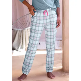 Pyjamahose VIVANCE DREAMS, Damen, Gr. 40/42, N-Gr, grau, rosa, kariert, Single Jersey, Obermaterial: 100% Baumwolle, kariert, Basic schmal lang, Hosen Pyjamahose, mit schönem Alloverdruck