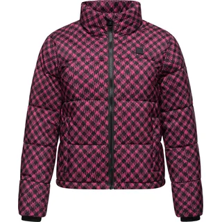 Ragwear Winterjacke "Winterjacke Serah Print" ohne Kapuze wasserdichte Winter Steppjacke mit Hahnentritt Muster, fuchsia