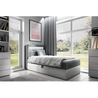 Boxspringbett Gästebett Kinderbett FABIAN Nr.1 100x200cm Weiss-Grau