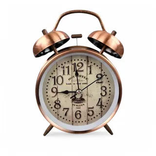 GMMH Tischuhr mit Antik Vintage Retro Nostalgie Design aus Metall, (14-83) Standuhr Schreibtischuhr Wecker Uhr Tischwecker mit Alarm, Weckuhr