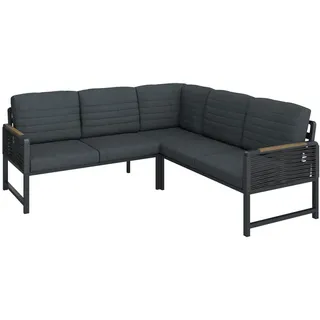 Ambia Garden Loungegarnitur , Naturfarben, Dunkelgrau , Metall, Kunststoff, Textil , Füllung: Schaumstoff,Polyester , Eckteil, L-Form , 195x192 cm , Gartenmöbel, Loungemöbel, Loungegarnituren