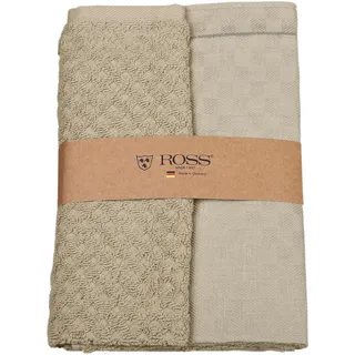 Ross 2er Set 908, 1 Geschirrtuch + 1 Küchenfrottiertuch in einer Banderole« Zwirn Halbleinen Geschirrtuch + Küchenfrottiertuch aus 100% Baumwolle, braun