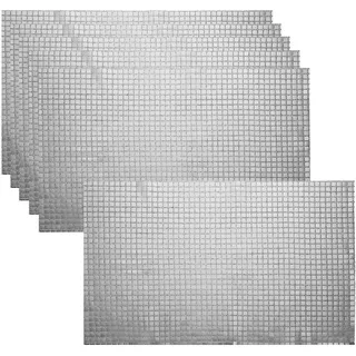 QUARKZMAN 6 Stück Glänzende Spiegel Tischsets, 11,8" x 17,7" Schwarz Silber Retro Quadratische Glitzer Tischsets für Esstisch Disco Tischdeko für Geburtstags Junggesellinnenabschieds