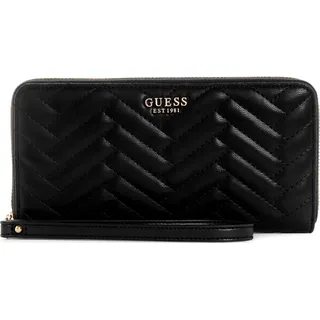 GUESS Damen Anning Large Zip Around Wallet Große Geldbörse mit Reißverschluss, Clutch, Schwarz