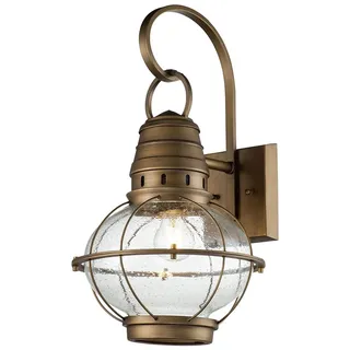 Außenlampe Wand Vintage Aluminium Glas IP44 51 cm hoch in Messing Leuchte