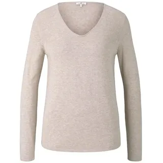 Tom Tailor Basic Pullover Mit V-ausschnitt Desert Sand Melange XL