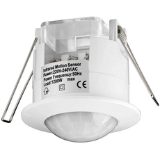 Goobay 95173 Infrarot Bewegungsmelder für Innen IP20, 360° PIR Sensor für LED Deckenleuchte Melder Decke Unterputz Montage 6 m Reichweite, Weiß