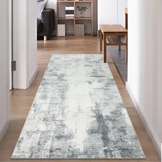 Famibay Teppich Läufer Flur Küche rutschfest Waschbar Teppichläufer 80x200cm Grau Küchenteppich Läufer Flurteppich modern für Eingang Flur Küche Schlafzimmer Wohnzimmer