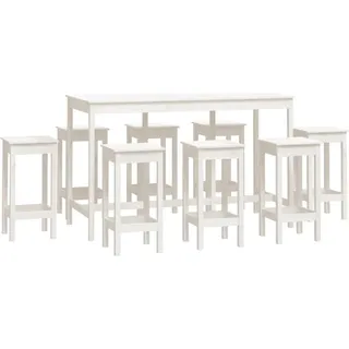 vidaXL 9-tlg. Bar-Set Weiß Massivholz Kiefer - Weiß