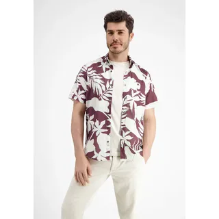 Kurzarmhemd LERROS "Halbarmhemd mit floralem Print", Herren, Gr. S, Normalgrößen, rot (summer wine), 100% Baumwolle, Hemden Kurzarmhemd