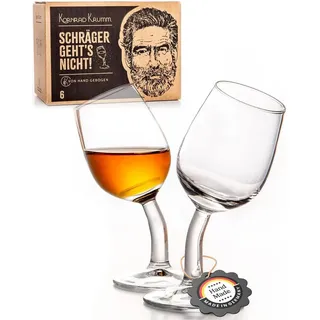 Kornrad Krumm Schnapsgläser mit Stiel 4cl - lustige Shot-Gläser, 6er Set | Handgebogen am Bodensee in einer Werkstatt für Menschen mit Behinderung. Jedes Glas ein Unikat, spülmaschinenfest