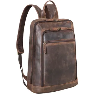 STILORD 'Watson' Laptop Rucksack 15.6 Zoll Leder Backpack Business Lederrucksack Herren Rucksack XL für Breite DIN A4 Ordner Tagesrucksack Vintage Echtleder, Farbe:zamora - braun