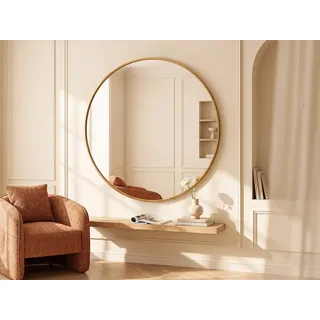 Großer Wandspiegel rund - Metall - 150 cm - Goldfarben - RONDIA