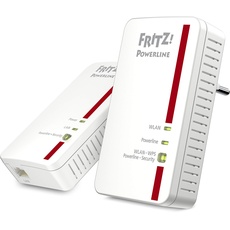 AVM FRITZ!Powerline 1240E/1000E WLAN Set (1200 MBit/s, WLAN-Access Point, ideal für Media-Streaming oder NAS-Anbindungen, internationale Version), ethernet weiß