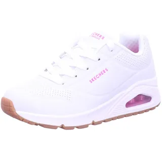 SKECHERS Damen Uno Stand On Air Sneakers, White Pu H Pink Trim, 36.5 EU