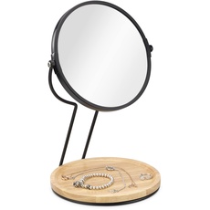 Navaris Kosmetikspiegel Schminkspiegel mit Schmuckablage - Spiegel doppelseitig mit Vergrößerung - 360° Standspiegel für Kosmetik Schminke Make Up
