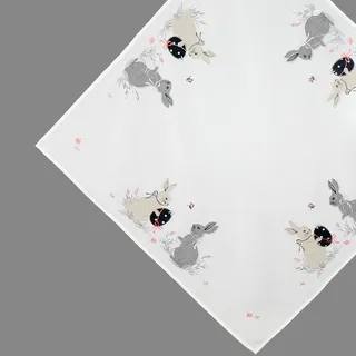 Raebel OHG Tischdecke 85 x 85 cm Quadratisch mit Stickerei Osterhasen in Weiß Ostern Frühling