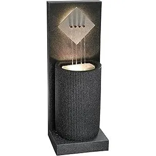 Dehner Gartenbrunnen Triton, Terassenbrunnen frostbeständig, Brunnen für Außen, mit LED Beleuchtung, ca. 96.5 x 36.5 x 33.5 cm, Polyethylen, schwarz