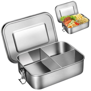 Vientiane Auslaufsicher Lunchbox, Edelstahl Brotdose, Auslaufsicher Frischhaltedose, Einfachzu Säubern Lunchbox, mit Dichtring und 3 Fächern, Fü Dishwasher Safe Für Kinder Und Erwachsene (1L)