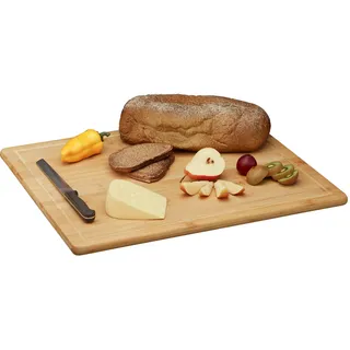 Relaxdays Schneidebrett Bambus 1 St. 56,5 x 50 cm Braun