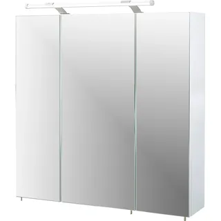 Schildmeyer Spiegelschrank »Dorina, mit höhenverstellbaren Glasböden«, Breite 70 cm, 3-türig, LED-Beleuchtung, Schalter-/Steckdosenbox, weiß