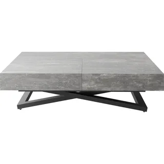 Couchtisch Höhenverstellbar und Ausziehbar Cavetta U - Wohnzimmertisch Esstisch Multifunktionstisch mit Schwarzem Metallgestell 120-200/80/27-76 cm Grauer Beton - Grau