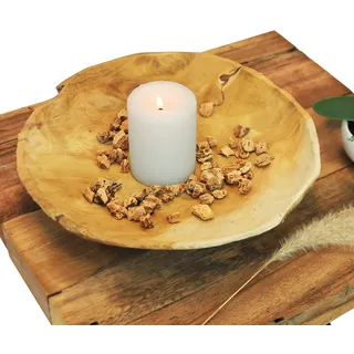 Home Styling Collection Schöne dekorative Schüssel Ø30x7cm aus Teakholz, natürliche Farben, Holzschale, Teakschale