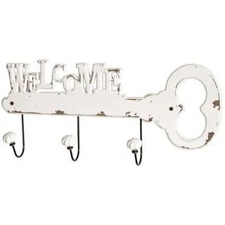 HAKU Garderobenleiste weiß gewischt, Keramik, MDF, Metall - Maße: B 50 cm x H 22 cm x T 7 cm, Style: Modern