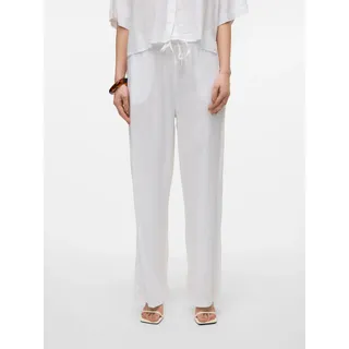 Schlupfhose VERO MODA "VMLINN LINEN PANTS WVN NOOS", Damen, Gr. S (36), N-Gr, weiß (snow weiß), Web, Obermaterial: 55% Leinen, 45% Viskose, unifarben, normal, Hosen Schlupfhose, Sommerhose, mit Leinen